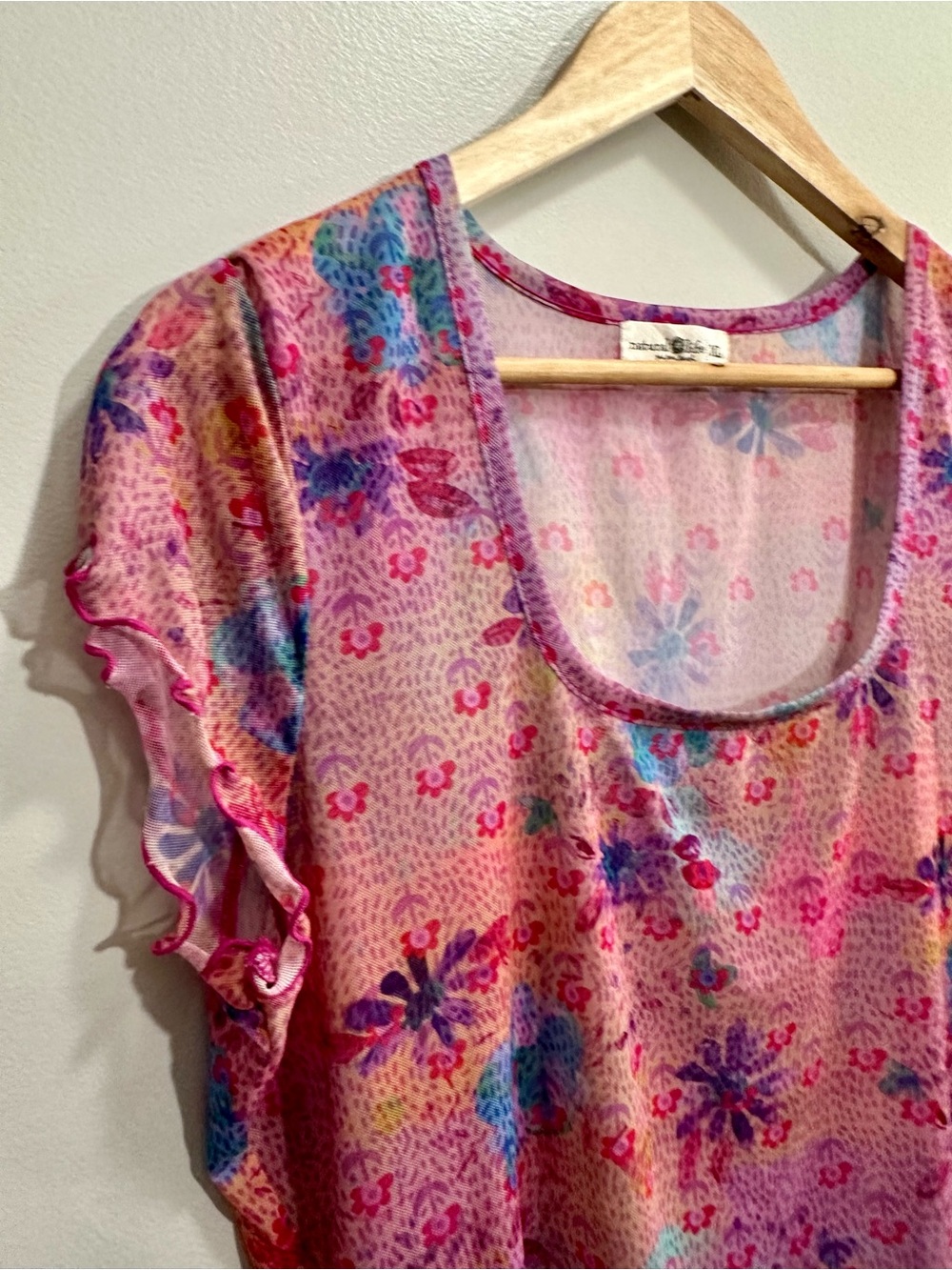 Natural Life Devon Mesh Floral Short Sleeve Top Size XL - Picture 3 of 7